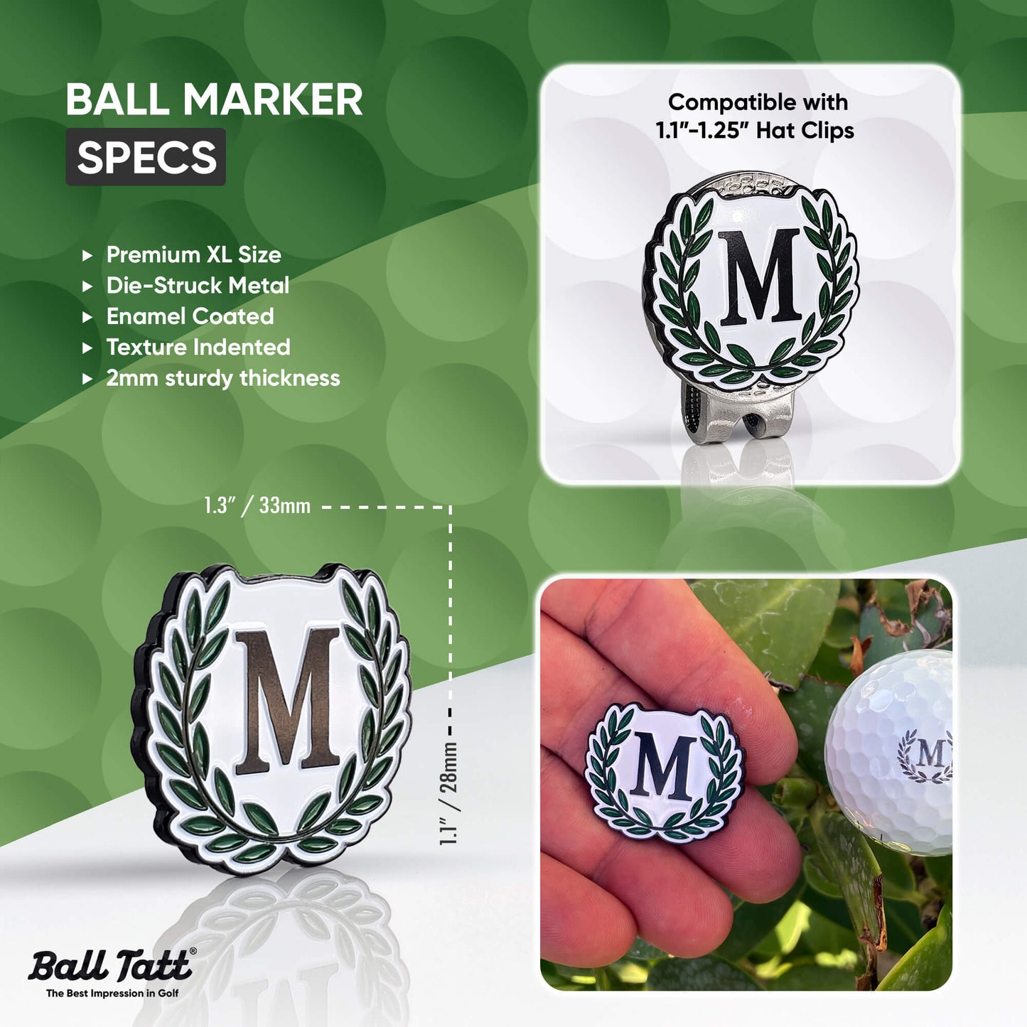 M Monogram w/ Ball Marker Green Wreath