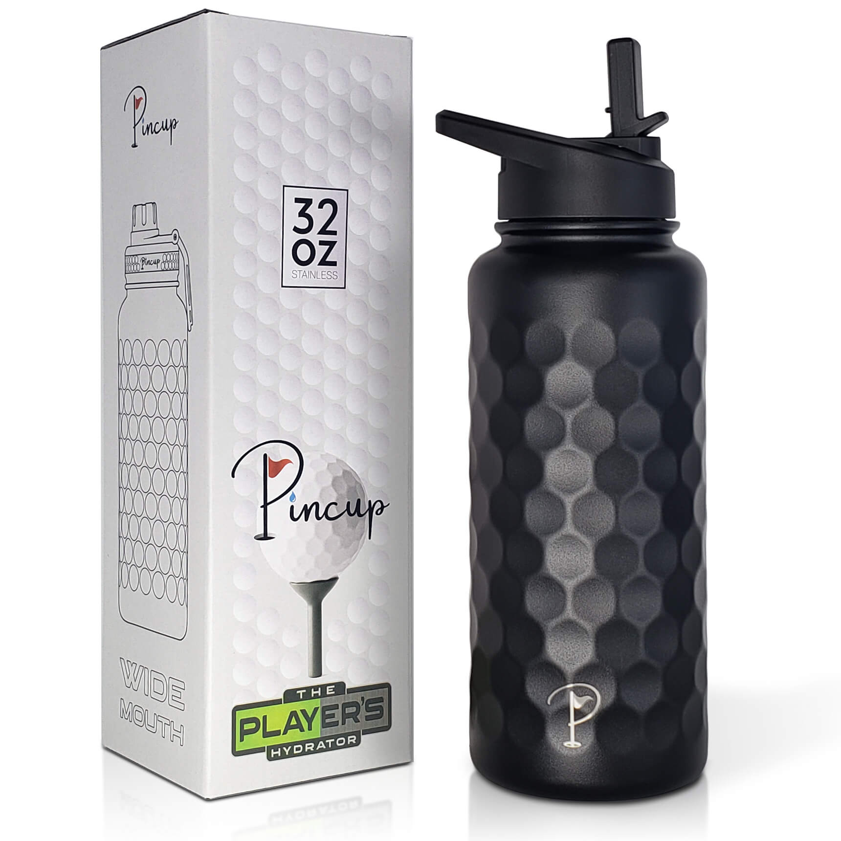 Pincup - 32 oz Insulated Water Bottle - Golf Dimpled - Stainless Steel –  MADE 4 FANS