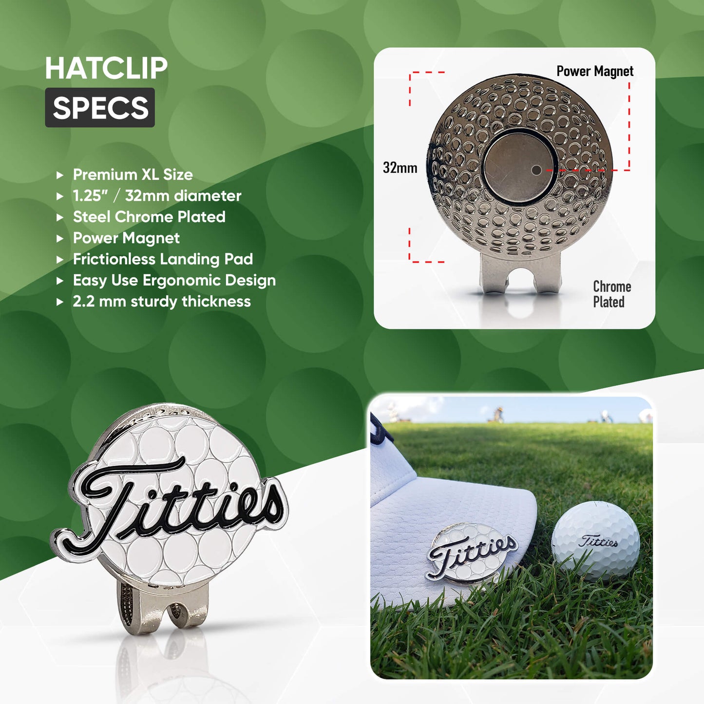 Titties Hat Clip XL Ball Marker Set