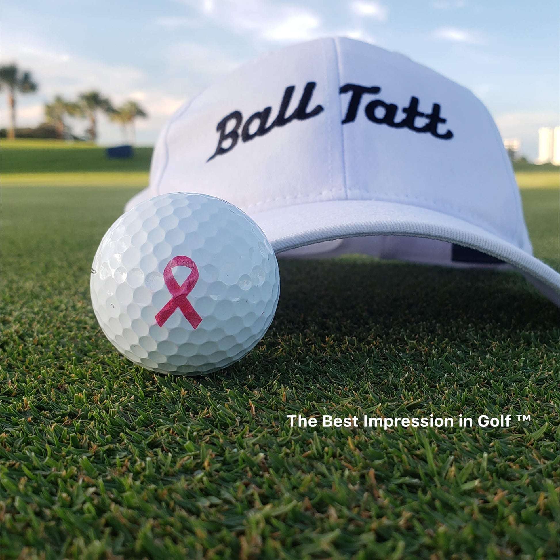 ball tatt breast cancer golf ball stamp with ball cap