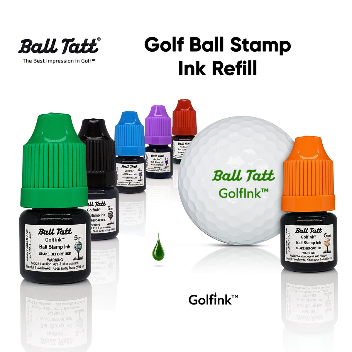 ball tatt golf ball stamp ink refill bottles 