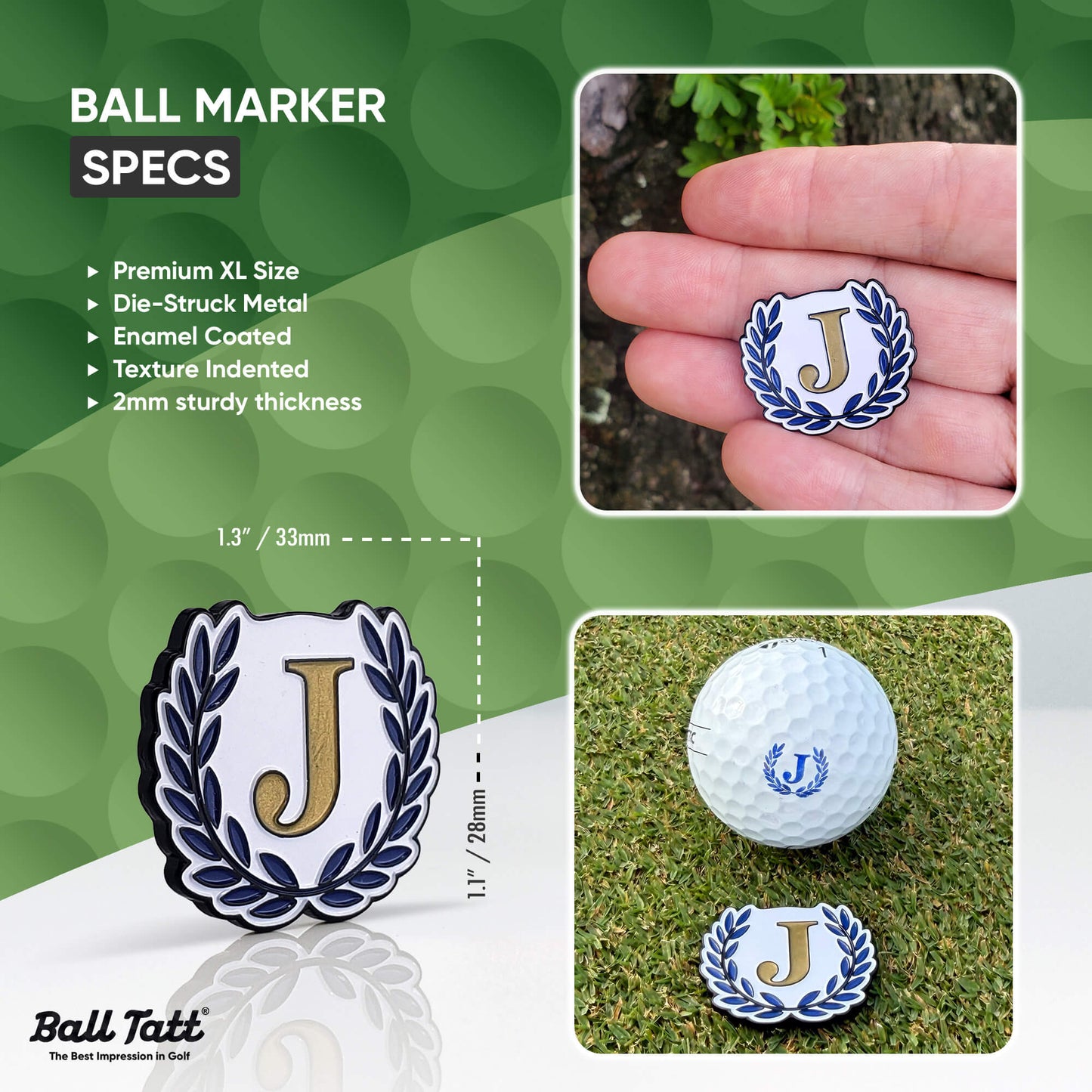J  Monogram & Ball Marker - Blue