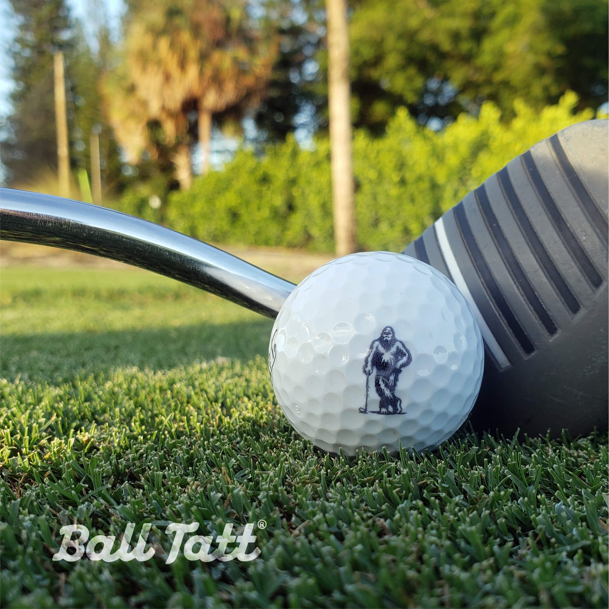 ball tatt sasquatch golf  ball stamp with putter