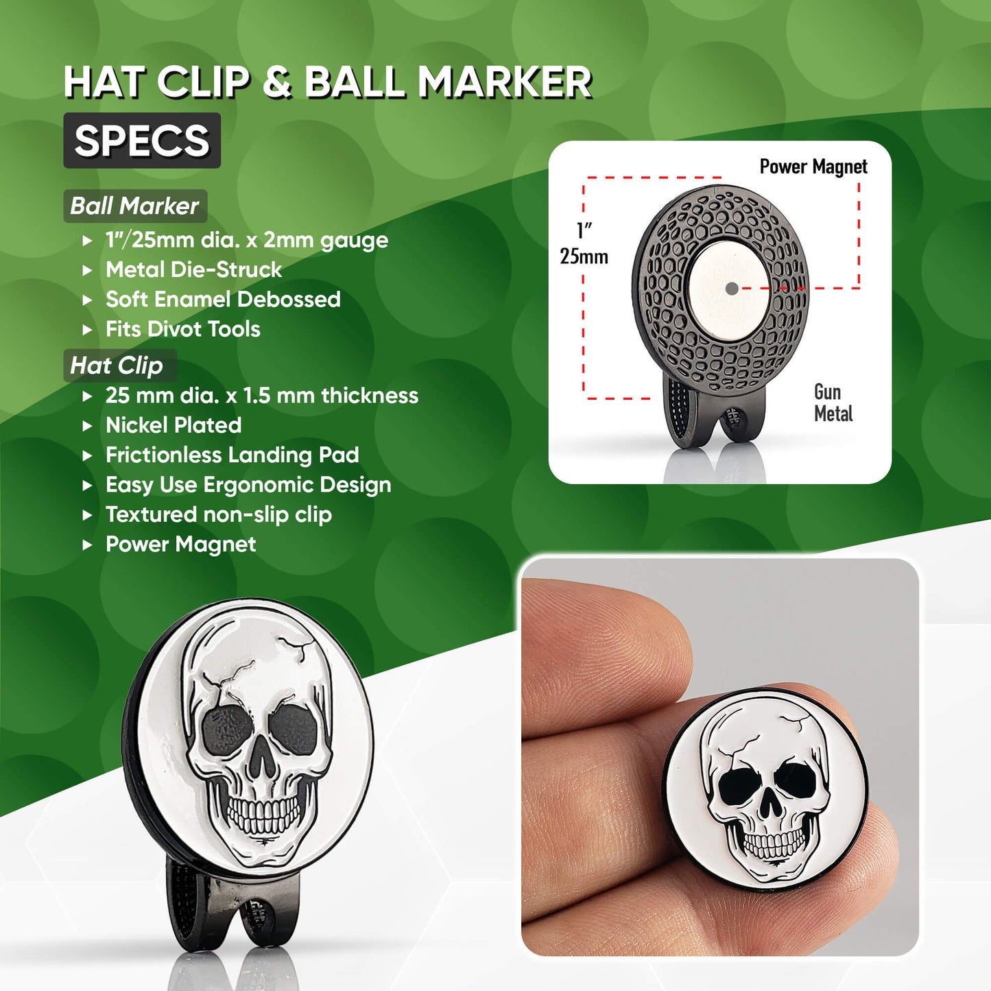 Skull Man Hat Clip Set