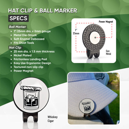 Whiskey Cigar Hat Clip Ball Marker Set